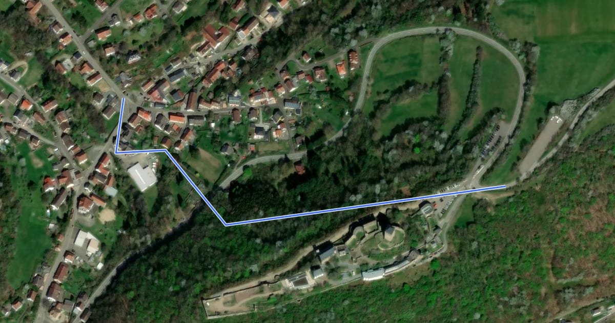 Маршрут Zuwegung Veldenz Wanderweg на спутниковом снимке