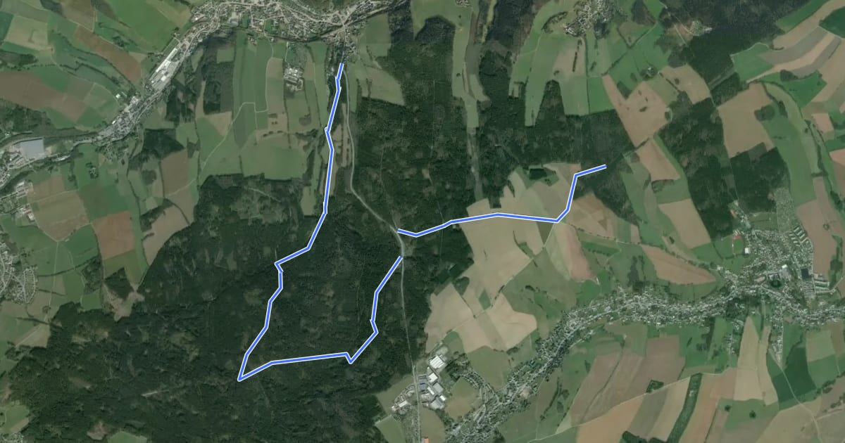 Маршрут Zwönitztalwanderweg на спутниковом снимке