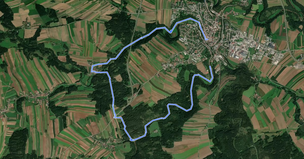 Маршрут Zwei Flüsse Rundwanderweg 58 на спутниковом снимке