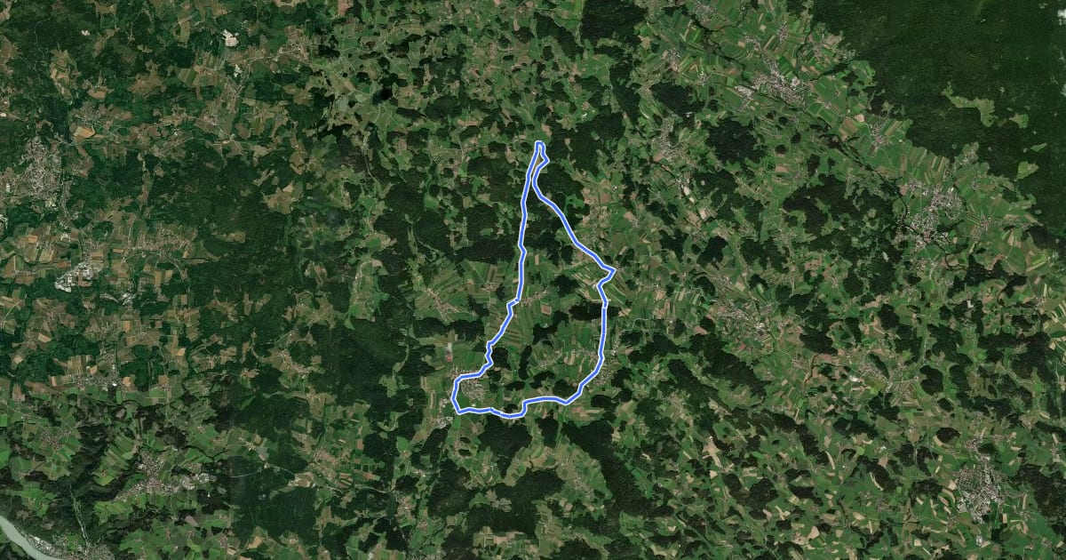 Маршрут Zwei-Länder-Radweg на спутниковом снимке