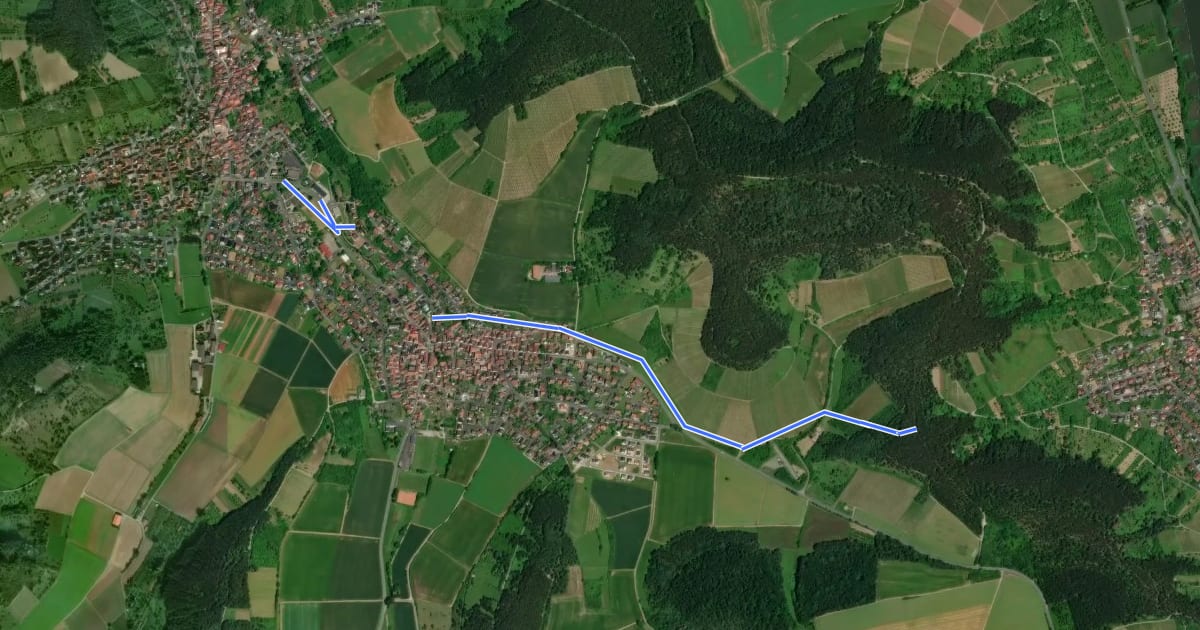 Маршрут ZweiUfer Panoramaweg Zubringer Leinach Süd на спутниковом снимке