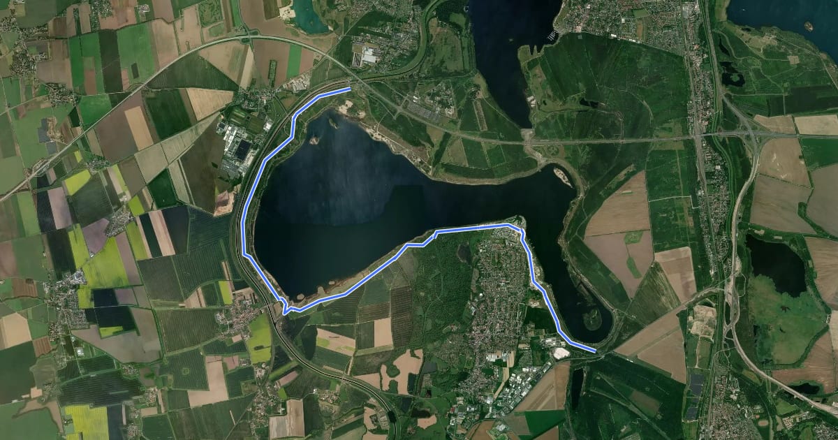Маршрут Zwenkauer See Radweg на спутниковом снимке