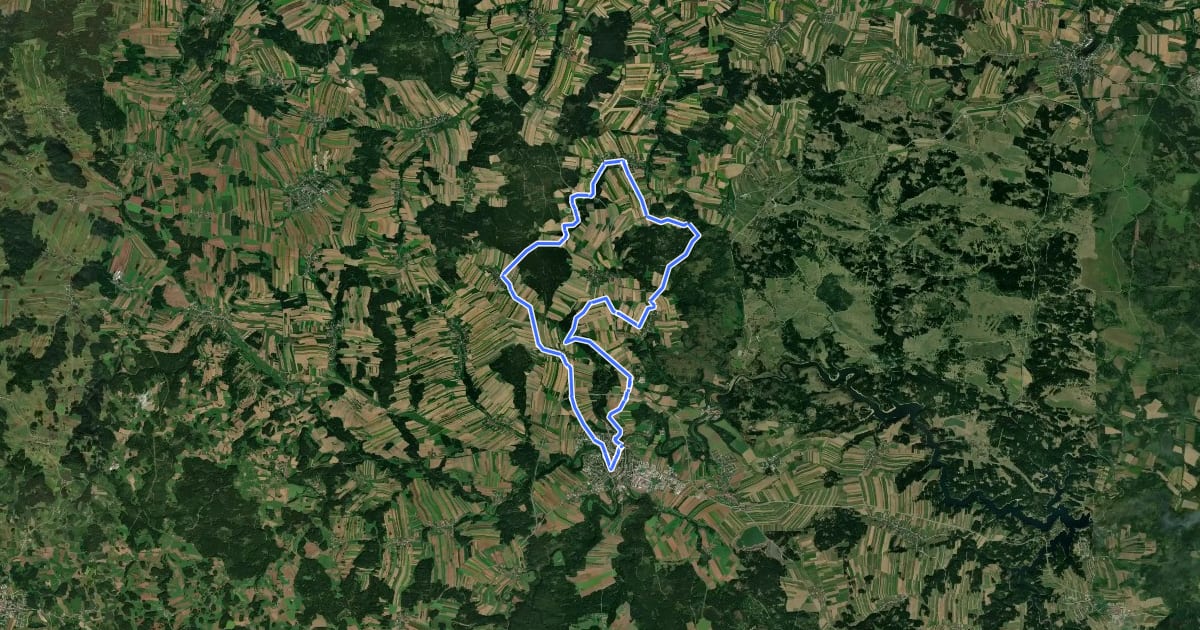 Маршрут Zwettl Radweg 1, blau на спутниковом снимке