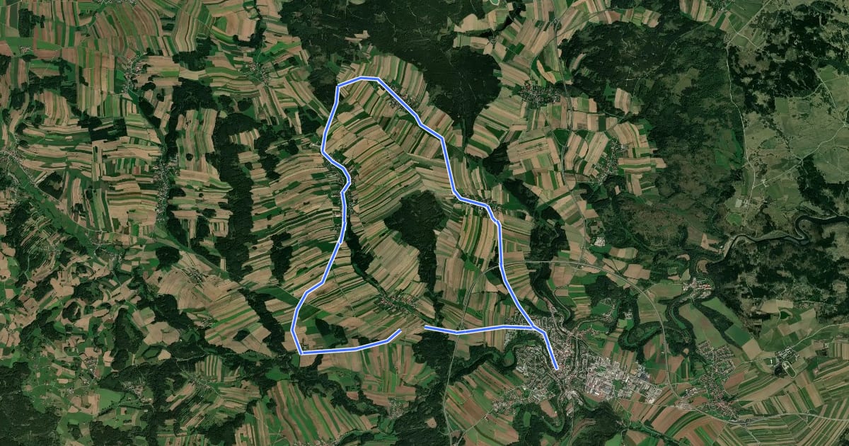 Маршрут Zwettl Radweg 2, gelb на спутниковом снимке
