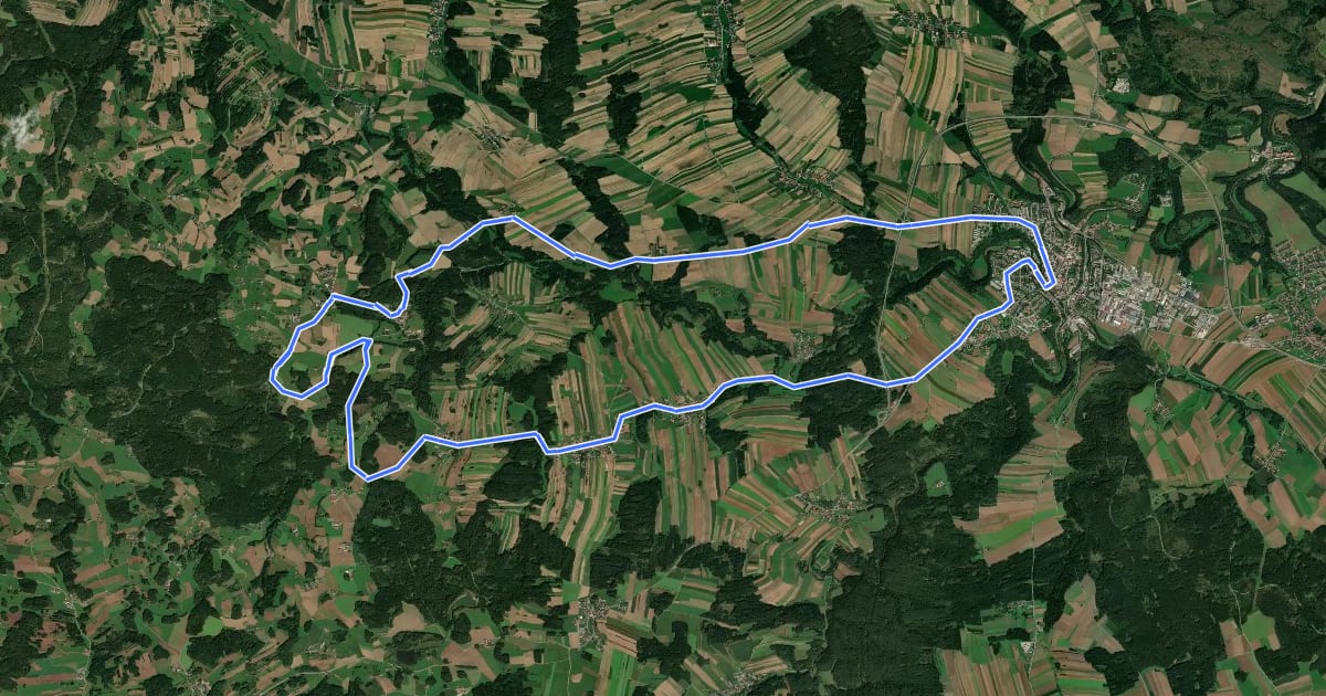 Маршрут Zwettl Radweg 3, grün на спутниковом снимке