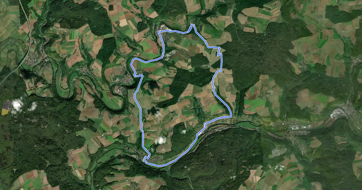 Маршрут Zwischen zwei Flüssen на спутниковом снимке